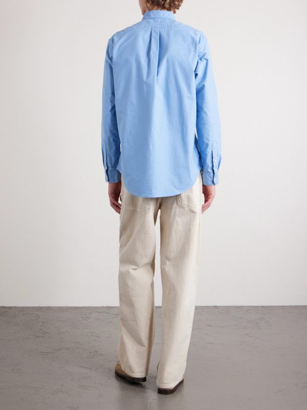 Button-Down Collar Logo-Embroidered Cotton Shirt - BK Button-Down Collar Logo-Embroidered Cotton Shirt - BK