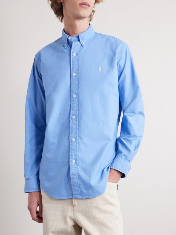 Button-Down Collar Logo-Embroidered Cotton Shirt - FR Button-Down Collar Logo-Embroidered Cotton Shirt - FR