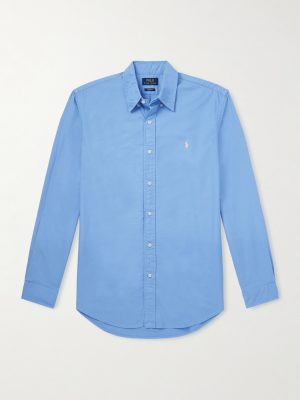 Button-Down Collar Logo-Embroidered Cotton Shirt Button-Down Collar Logo-Embroidered Cotton Shirt