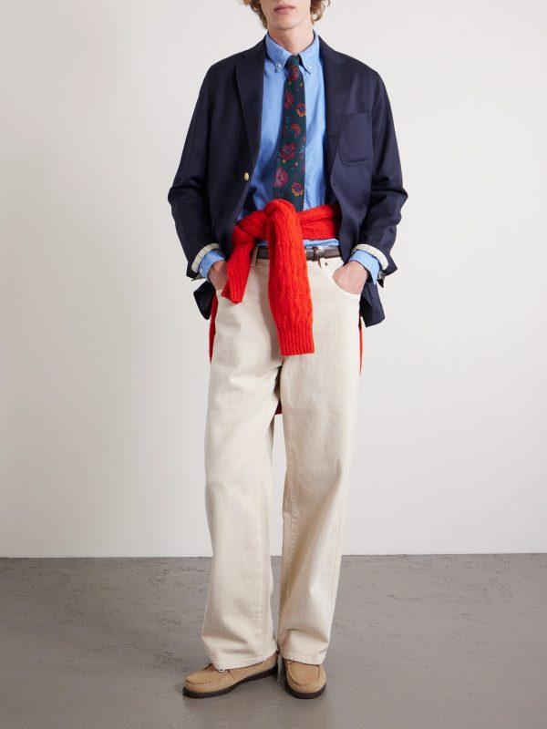 Button-Down Collar Logo-Embroidered Cotton Shirt - OU Button-Down Collar Logo-Embroidered Cotton Shirt - OU