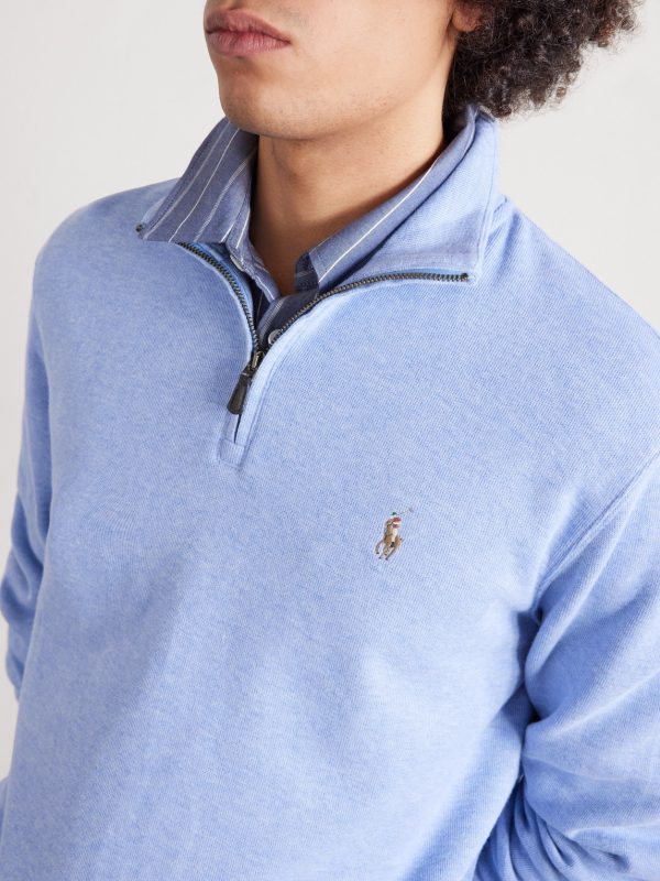 Logo-Embroidered Cotton Half-Zip Sweater - CU
