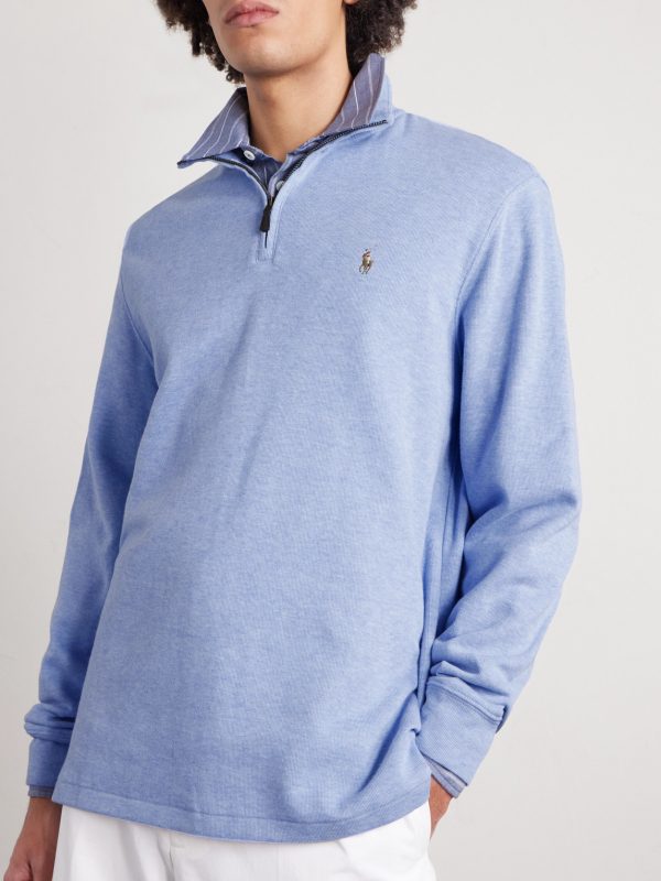 Logo-Embroidered Cotton Half-Zip Sweater - FR