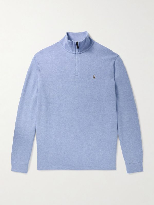 Logo-Embroidered Cotton Half-Zip Sweater