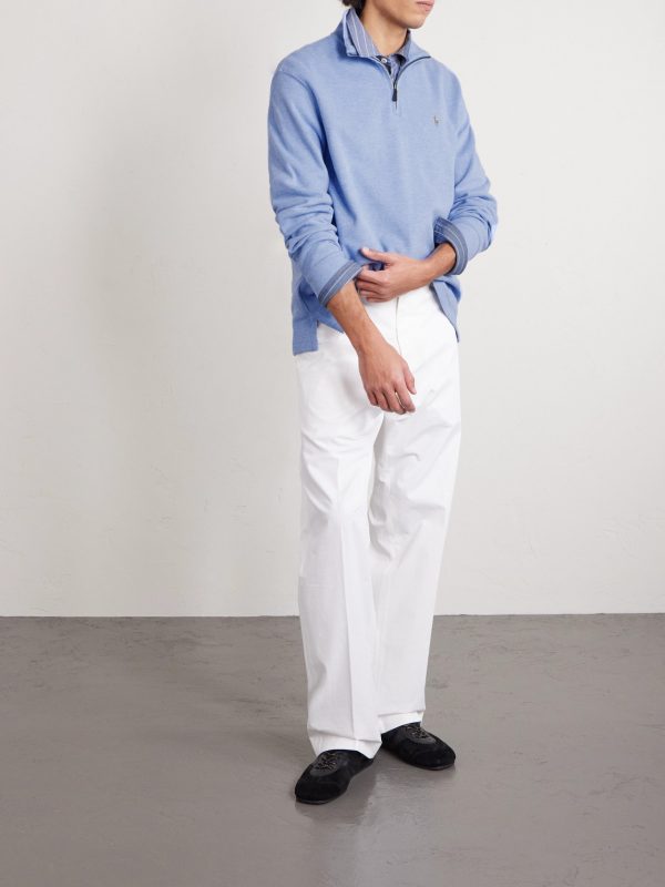 Logo-Embroidered Cotton Half-Zip Sweater - OU