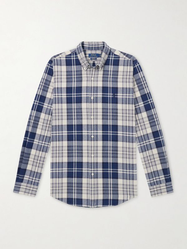 Button-Down Collar Logo-Embroidered Checked Cotton Oxford Shirt Button-Down Collar Logo-Embroidered Checked Cotton Oxford Shirt