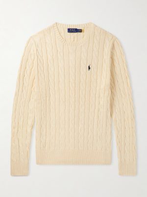 Logo-Embroidered Cable-Knit Cotton Sweater Logo-Embroidered Cable-Knit Cotton Sweater