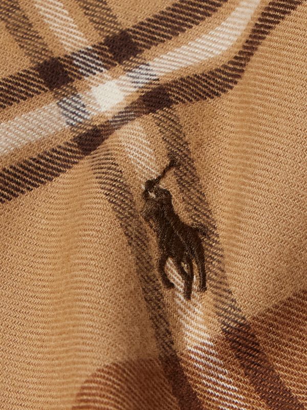 Button-Down Collar Logo-Embroidered Checked Cotton-Blend Twill Shirt - CU Button-Down Collar Logo-Embroidered Checked Cotton-Blend Twill Shirt - CU