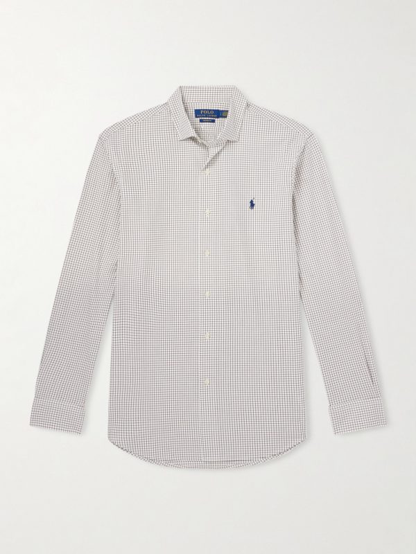 Logo-Embroidered Checked Cotton Shirt Logo-Embroidered Checked Cotton Shirt