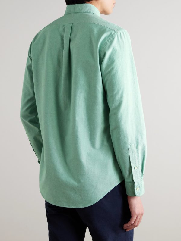 Button-Down Collar Logo-Embroidered Cotton Shirt - BK Button-Down Collar Logo-Embroidered Cotton Shirt - BK