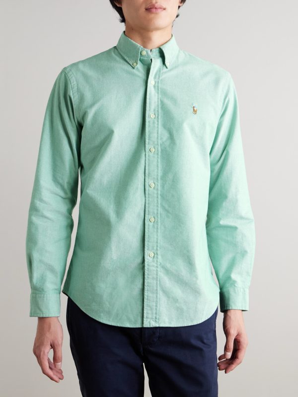 Button-Down Collar Logo-Embroidered Cotton Shirt - FR Button-Down Collar Logo-Embroidered Cotton Shirt - FR