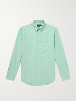 Button-Down Collar Logo-Embroidered Cotton Shirt Button-Down Collar Logo-Embroidered Cotton Shirt