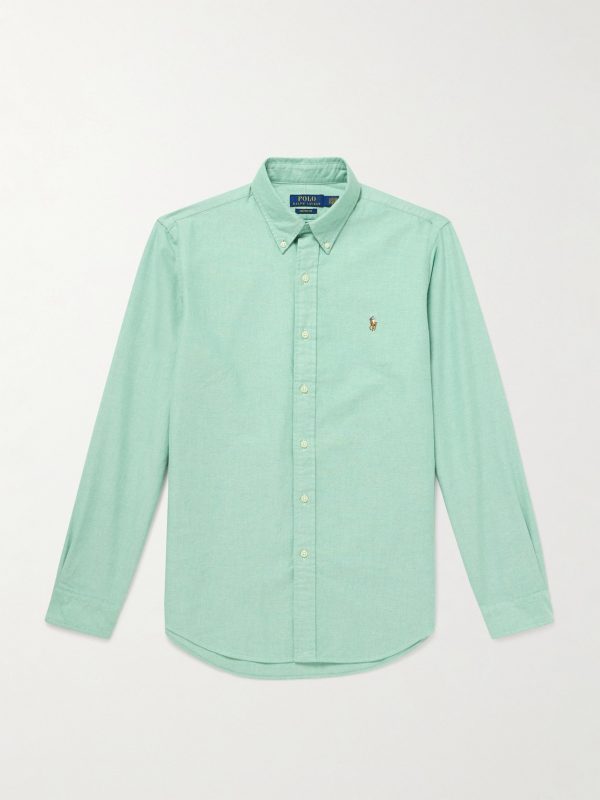 Button-Down Collar Logo-Embroidered Cotton Shirt Button-Down Collar Logo-Embroidered Cotton Shirt
