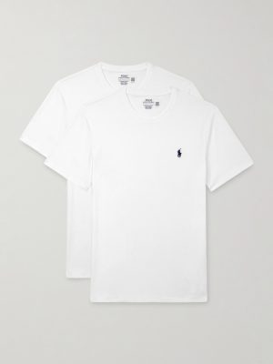 Set of Two Slim-Fit Logo-Embroidered Cotton-Jersey T-Shirts Set of Two Slim-Fit Logo-Embroidered Cotton-Jersey T-Shirts
