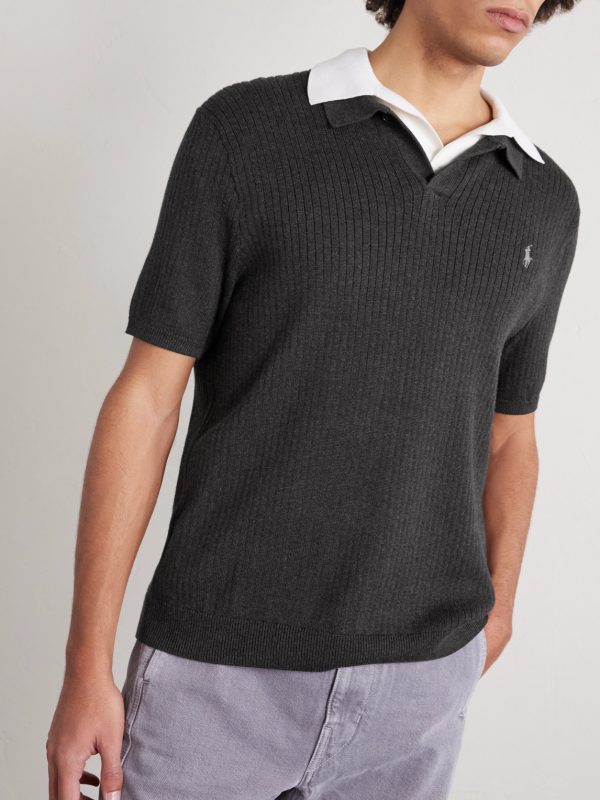 Logo-Embroidered Ribbed Cotton Polo Shirt - FR