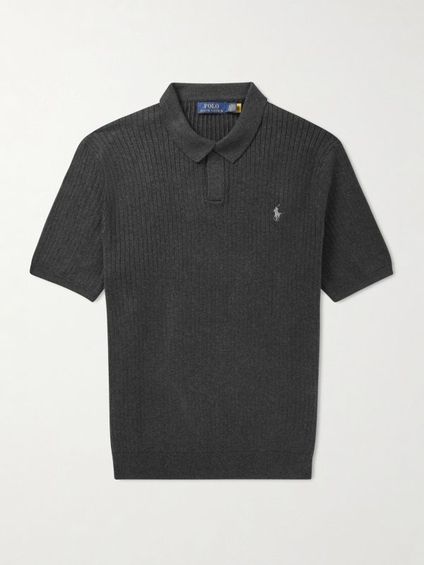 Logo-Embroidered Ribbed Cotton Polo Shirt