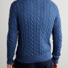 Logo-Embroidered Cable-Knit Cotton Half-Zip Sweater - BK