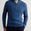 Logo-Embroidered Cable-Knit Cotton Half-Zip Sweater - FR
