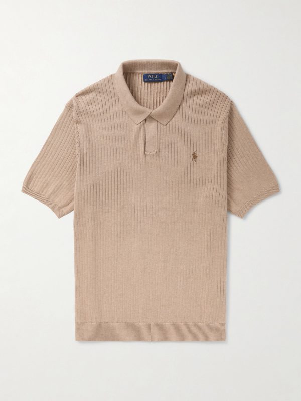 Logo-Embroidered Ribbed Cotton Polo Shirt