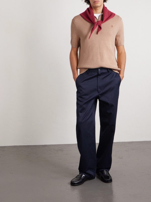 Logo-Embroidered Ribbed Cotton Polo Shirt - OU