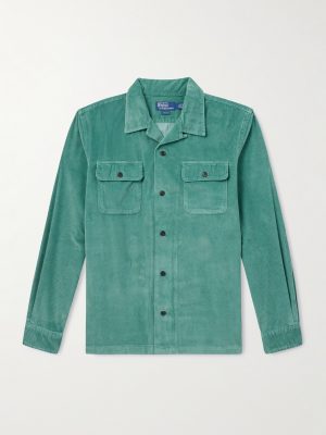 Convertible-Collar Cotton-Corduroy Shirt