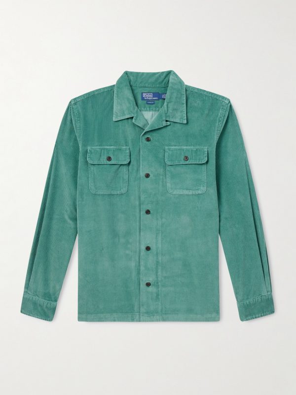 Convertible-Collar Cotton-Corduroy Shirt