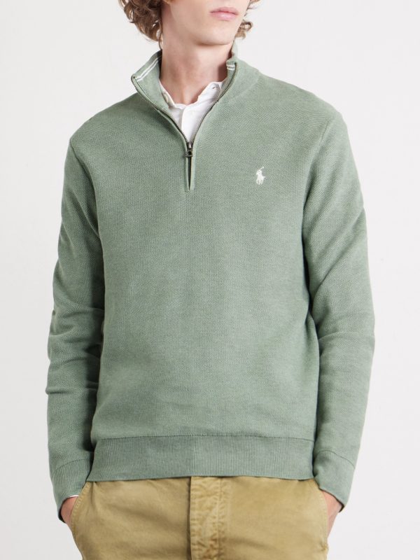 Logo-Embroidered Cotton Half-Zip Sweater - FR Logo-Embroidered Cotton Half-Zip Sweater - FR