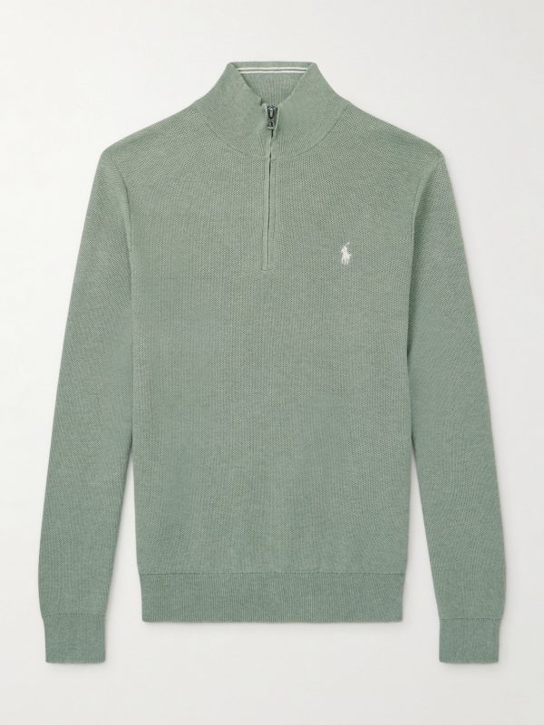 Logo-Embroidered Cotton Half-Zip Sweater Logo-Embroidered Cotton Half-Zip Sweater