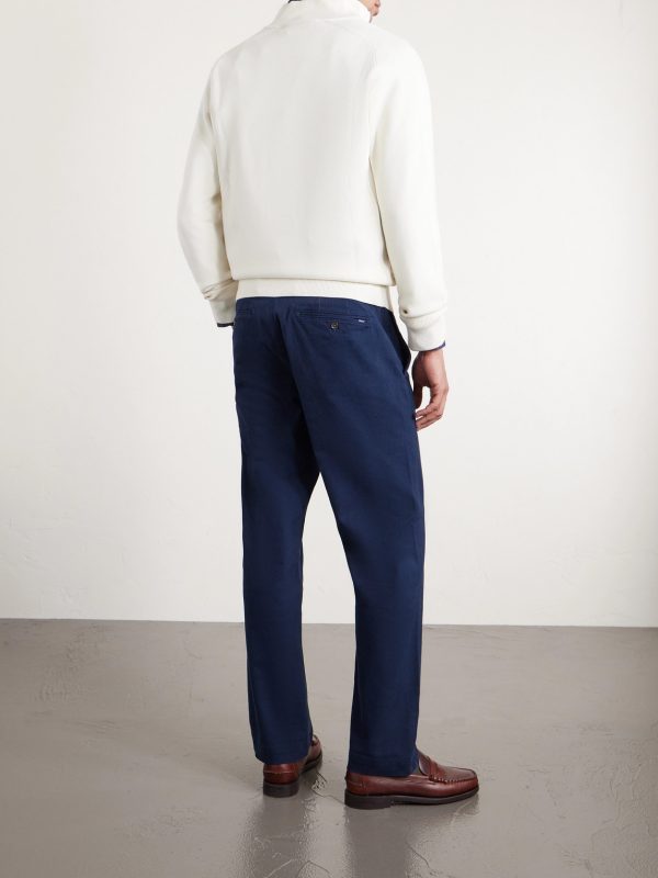 Straight-Leg Cotton-Blend Twill Trousers - BK Straight-Leg Cotton-Blend Twill Trousers - BK