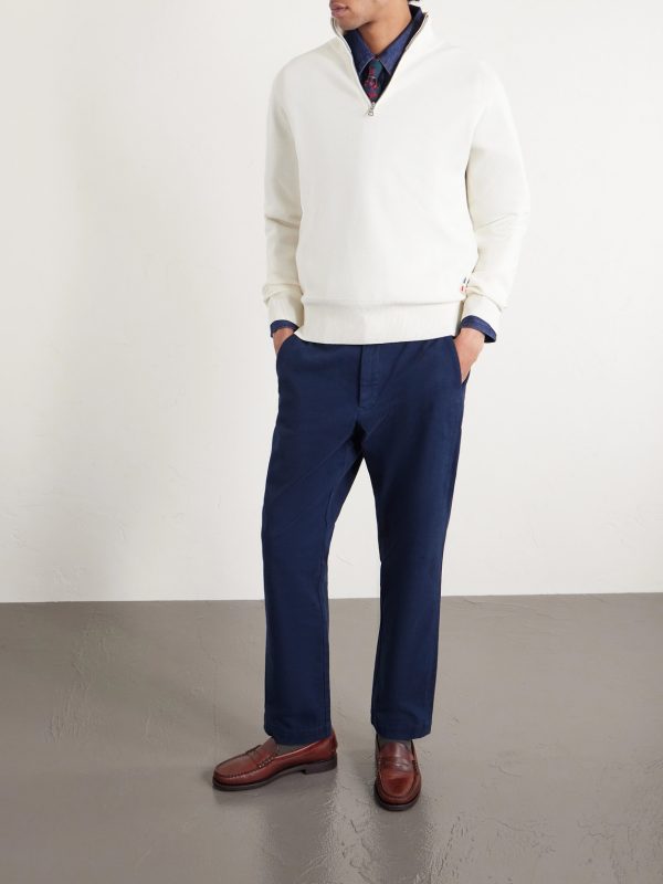 Straight-Leg Cotton-Blend Twill Trousers - OU Straight-Leg Cotton-Blend Twill Trousers - OU