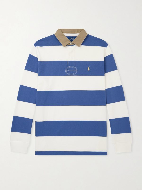 Logo-Embroidered Striped Cotton-Jersey Rugby Shirt Logo-Embroidered Striped Cotton-Jersey Rugby Shirt