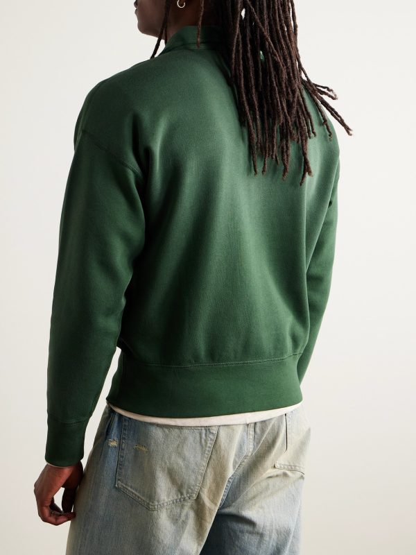 Logo-Print Cotton-Blend Jersey Half-Zip Sweatshirt - BK