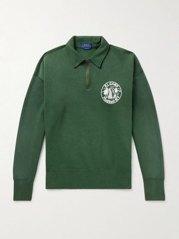 Logo-Print Cotton-Blend Jersey Half-Zip Sweatshirt