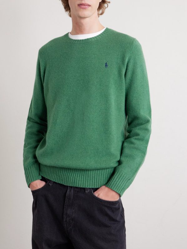 Logo-Embroidered Wool and Cashmere-Blend Sweater - FR Logo-Embroidered Wool and Cashmere-Blend Sweater - FR