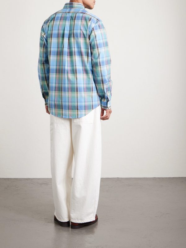 Button-Down Collar Logo-Embroidered Checked Cotton Shirt - BK Button-Down Collar Logo-Embroidered Checked Cotton Shirt - BK