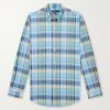 Button-Down Collar Logo-Embroidered Checked Cotton Shirt Button-Down Collar Logo-Embroidered Checked Cotton Shirt