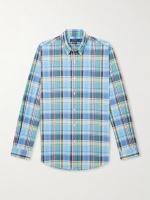 Button-Down Collar Logo-Embroidered Checked Cotton Shirt Button-Down Collar Logo-Embroidered Checked Cotton Shirt