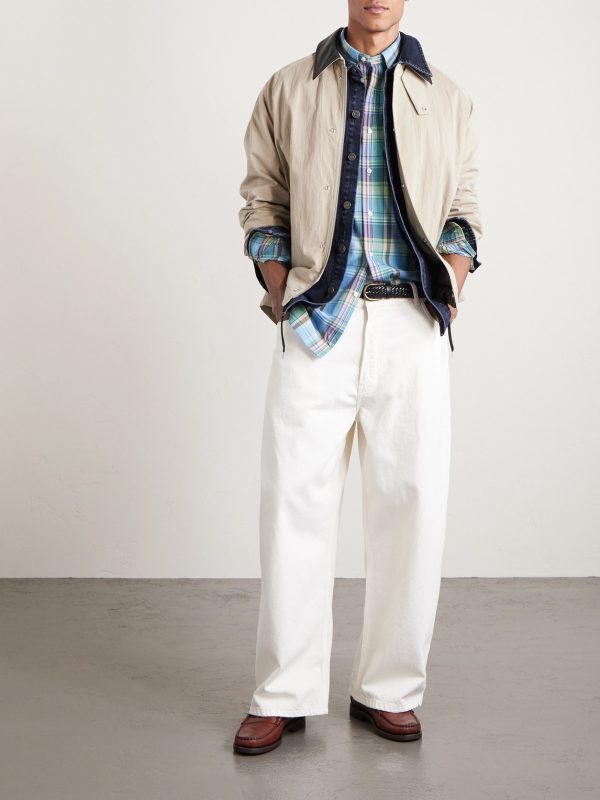 Button-Down Collar Logo-Embroidered Checked Cotton Shirt - OU Button-Down Collar Logo-Embroidered Checked Cotton Shirt - OU