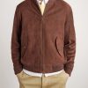 Logo-Embroidered Suede Bomber Jacket - FR