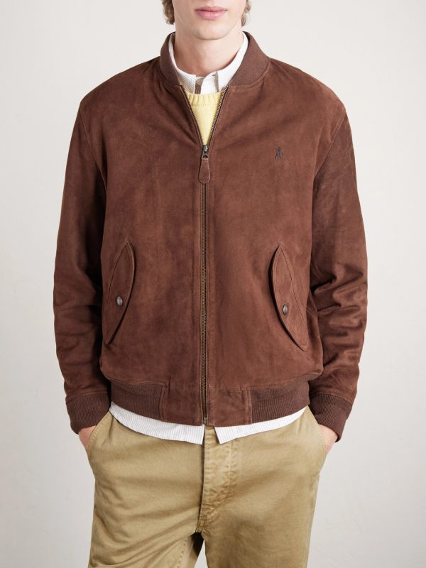 Logo-Embroidered Suede Bomber Jacket - FR