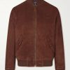 Logo-Embroidered Suede Bomber Jacket