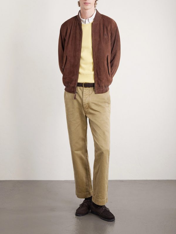 Logo-Embroidered Suede Bomber Jacket - OU