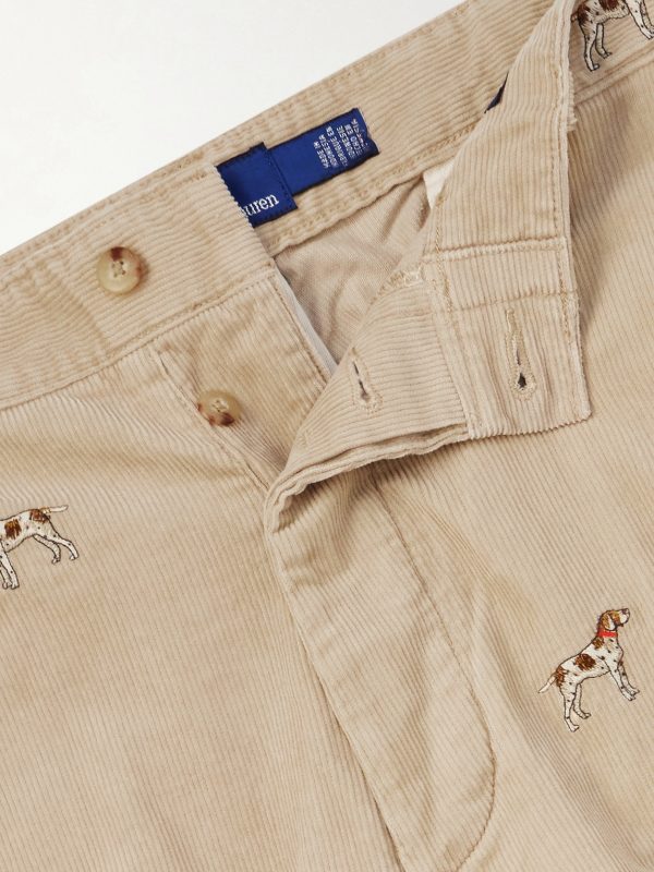 Straight-Leg Embroidered Cotton-Corduroy Trousers - CU