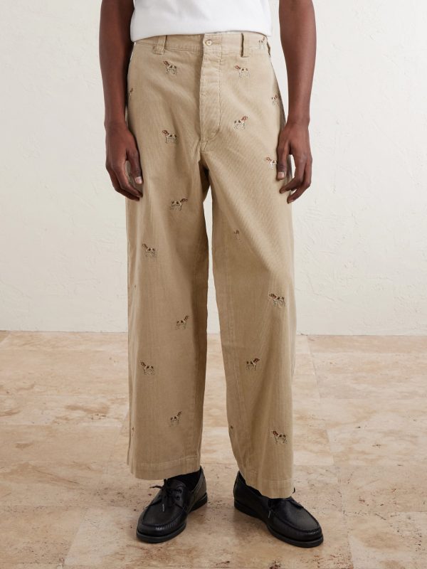Straight-Leg Embroidered Cotton-Corduroy Trousers - FR