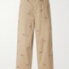 Straight-Leg Embroidered Cotton-Corduroy Trousers