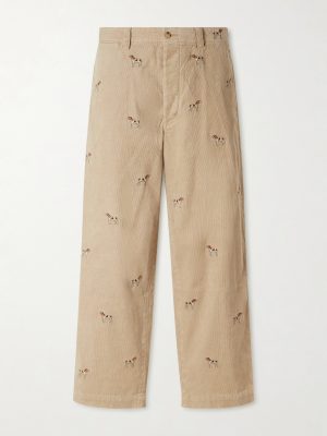 Straight-Leg Embroidered Cotton-Corduroy Trousers Straight-Leg Embroidered Cotton-Corduroy Trousers
