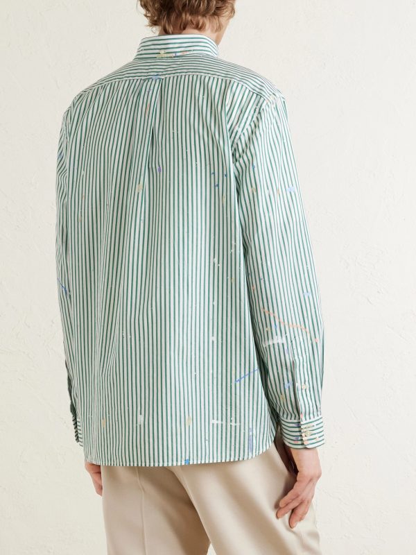 Button-Down Collar Paint-Splattered Cotton-Poplin Shirt - BK Button-Down Collar Paint-Splattered Cotton-Poplin Shirt - BK