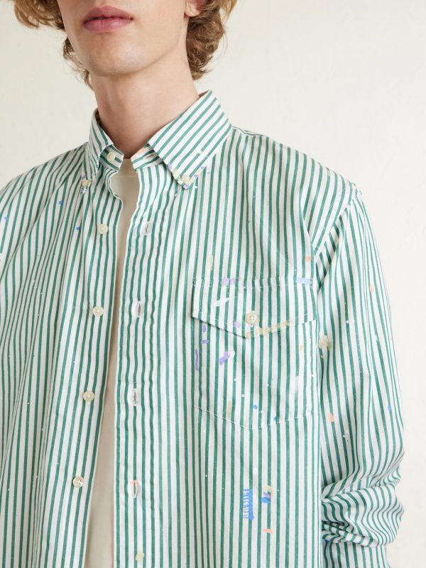 Button-Down Collar Paint-Splattered Cotton-Poplin Shirt - CU Button-Down Collar Paint-Splattered Cotton-Poplin Shirt - CU