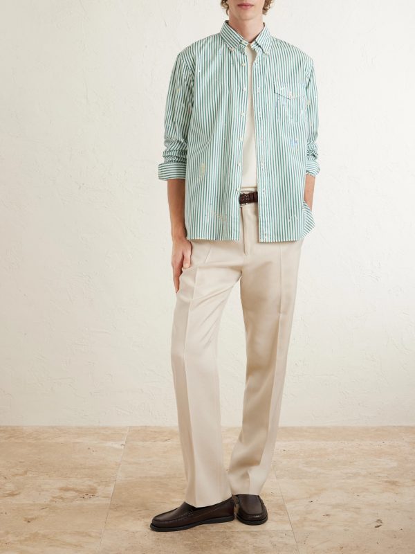 Button-Down Collar Paint-Splattered Cotton-Poplin Shirt - OU Button-Down Collar Paint-Splattered Cotton-Poplin Shirt - OU