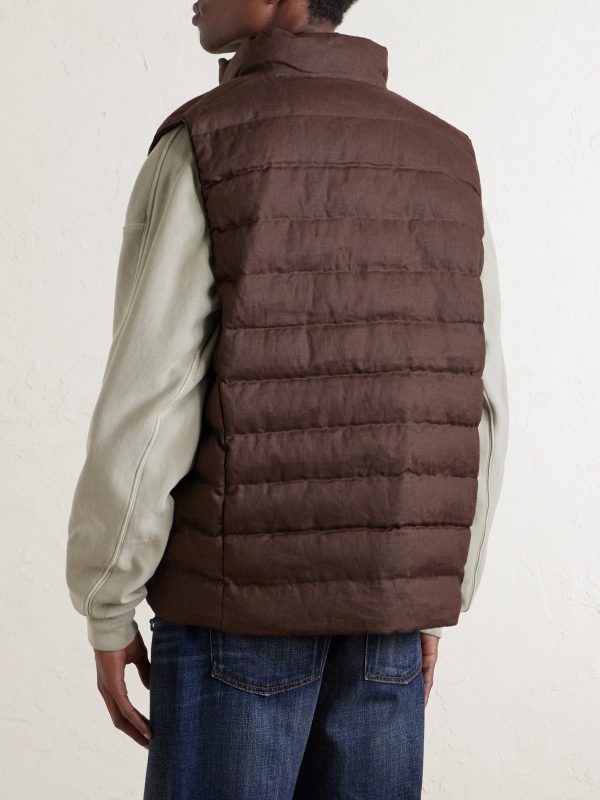 The Colden Logo-Embroidered Quilted Linen Vest - BK