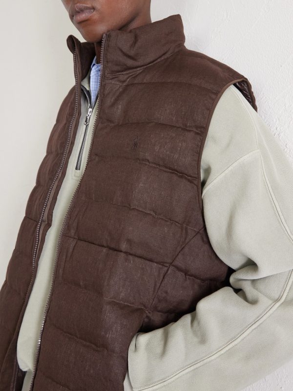 The Colden Logo-Embroidered Quilted Linen Vest - CU